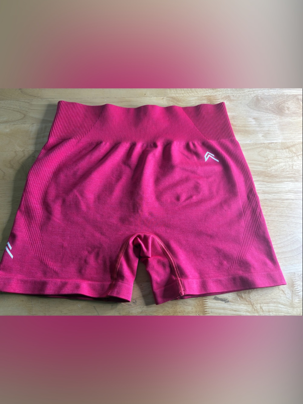 Oner active women’s Hot Pink Seamless Workout Shorts with White Logo